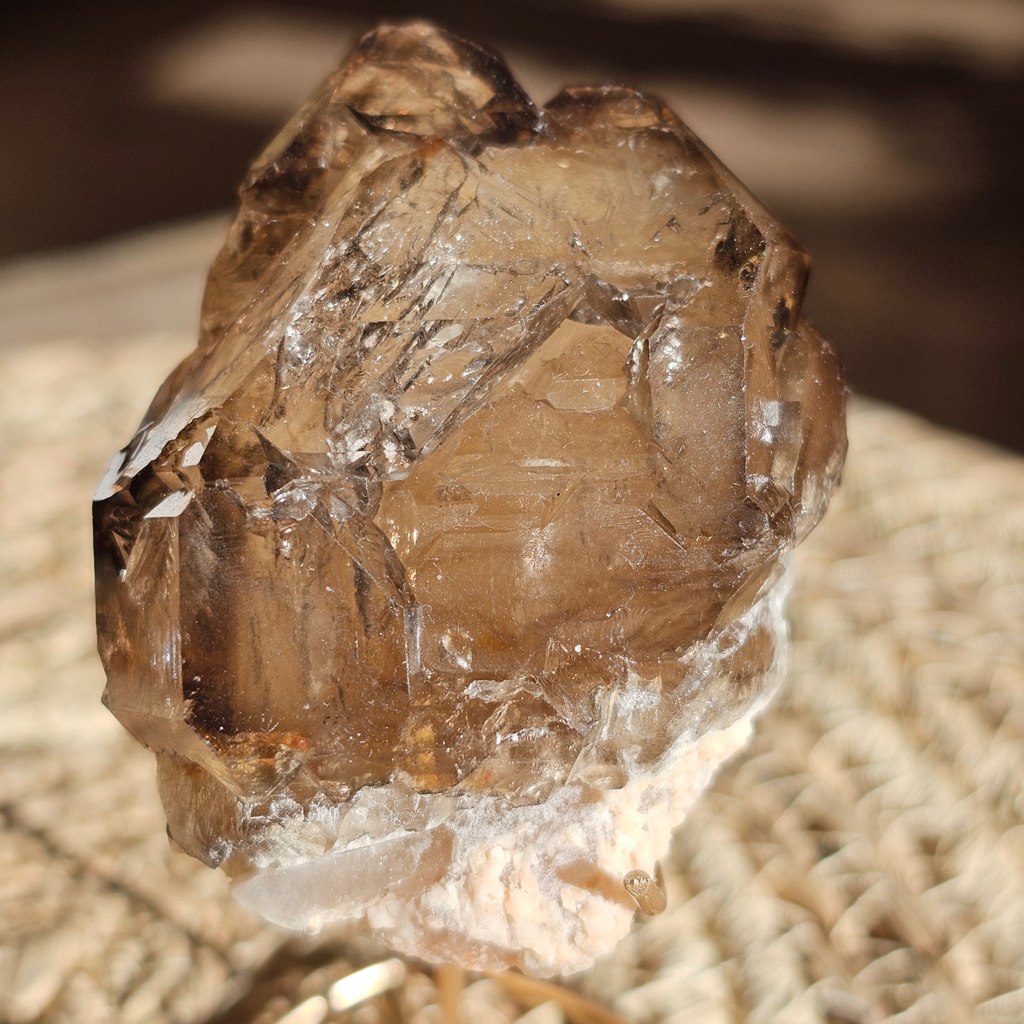 Elestial Smoky Quartz with Water Bubble on Stand (#35N)