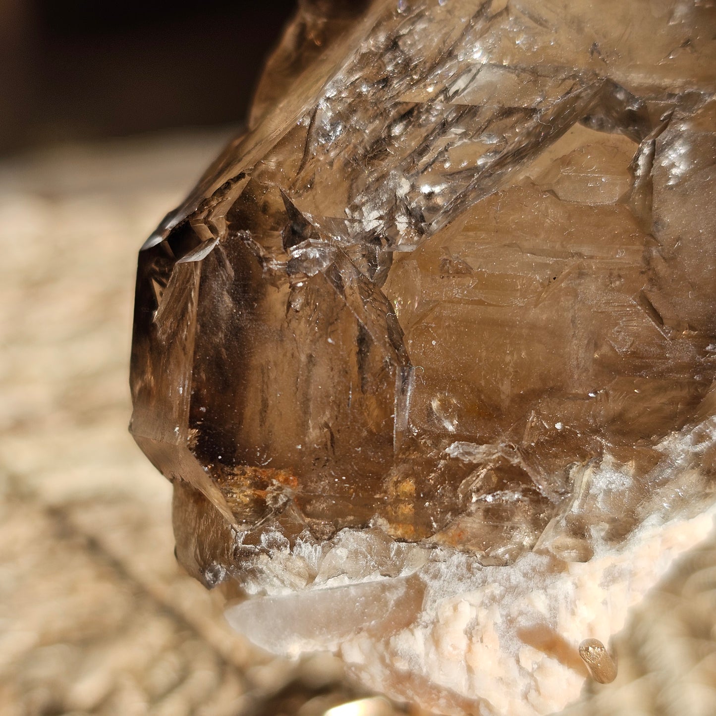 Elestial Smoky Quartz with Water Bubble on Stand (#35N)