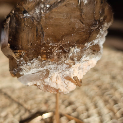 Elestial Smoky Quartz with Water Bubble on Stand (#35N)