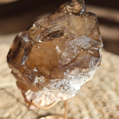 Elestial Smoky Quartz with Water Bubble on Stand (#35N)