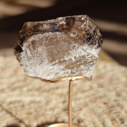 Elestial Smoky Quartz with Water Bubble on Stand (#35N)