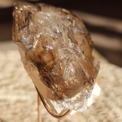 Elestial Smoky Quartz with Water Bubble on Stand (#35N)