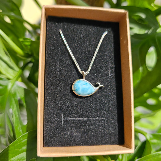 Larimar Whale Pendant with Chain #59A (S925)