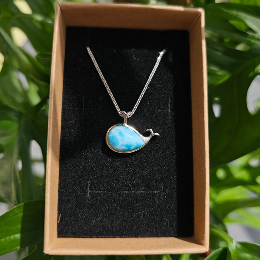 Larimar Whale Pendant with Chain #59C (S925)