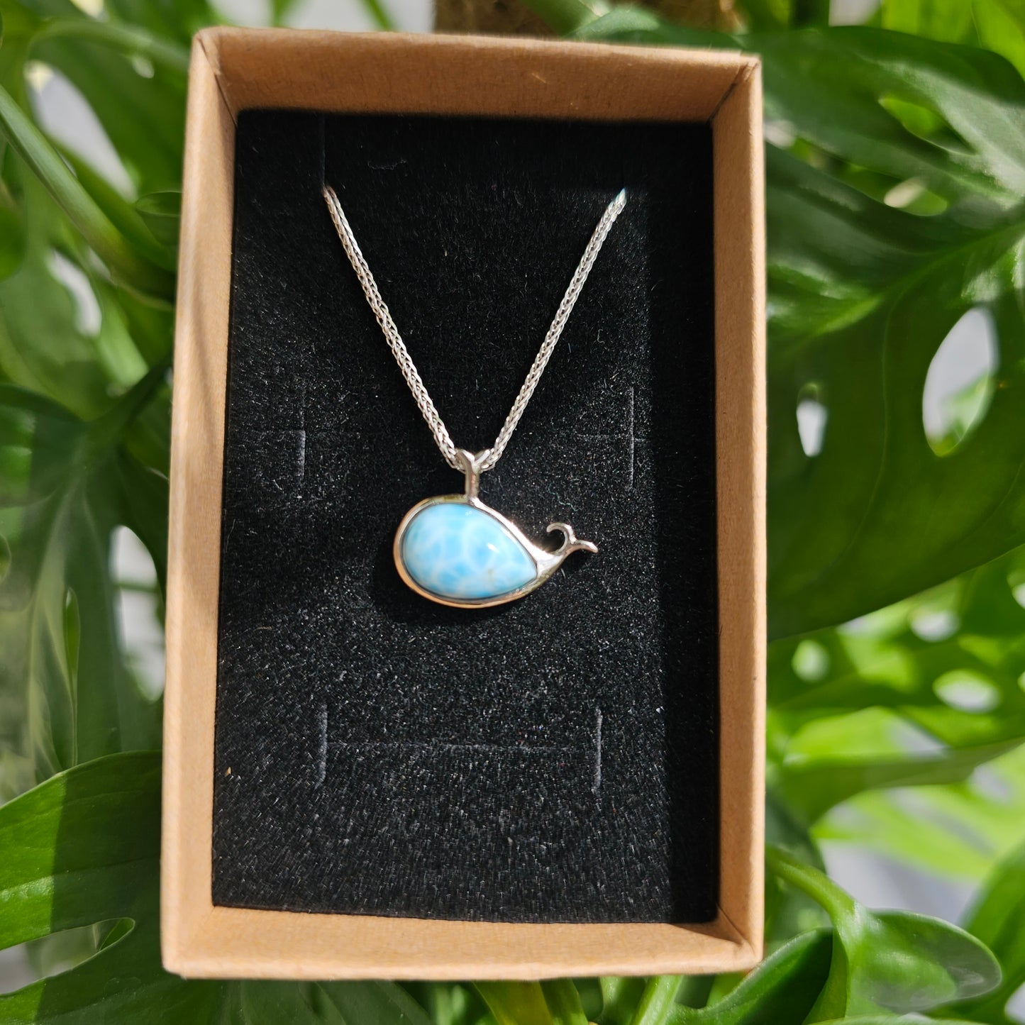 Larimar Whale Pendant with Chain #59D (S925)