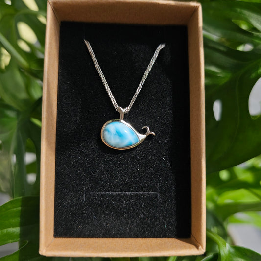 Larimar Whale Pendant with Chain #59E (S925)