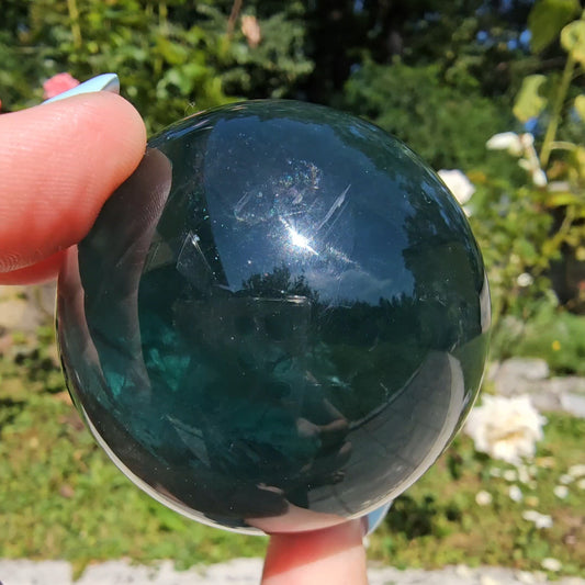 Dark Green Fluorite Sphere (#49B)