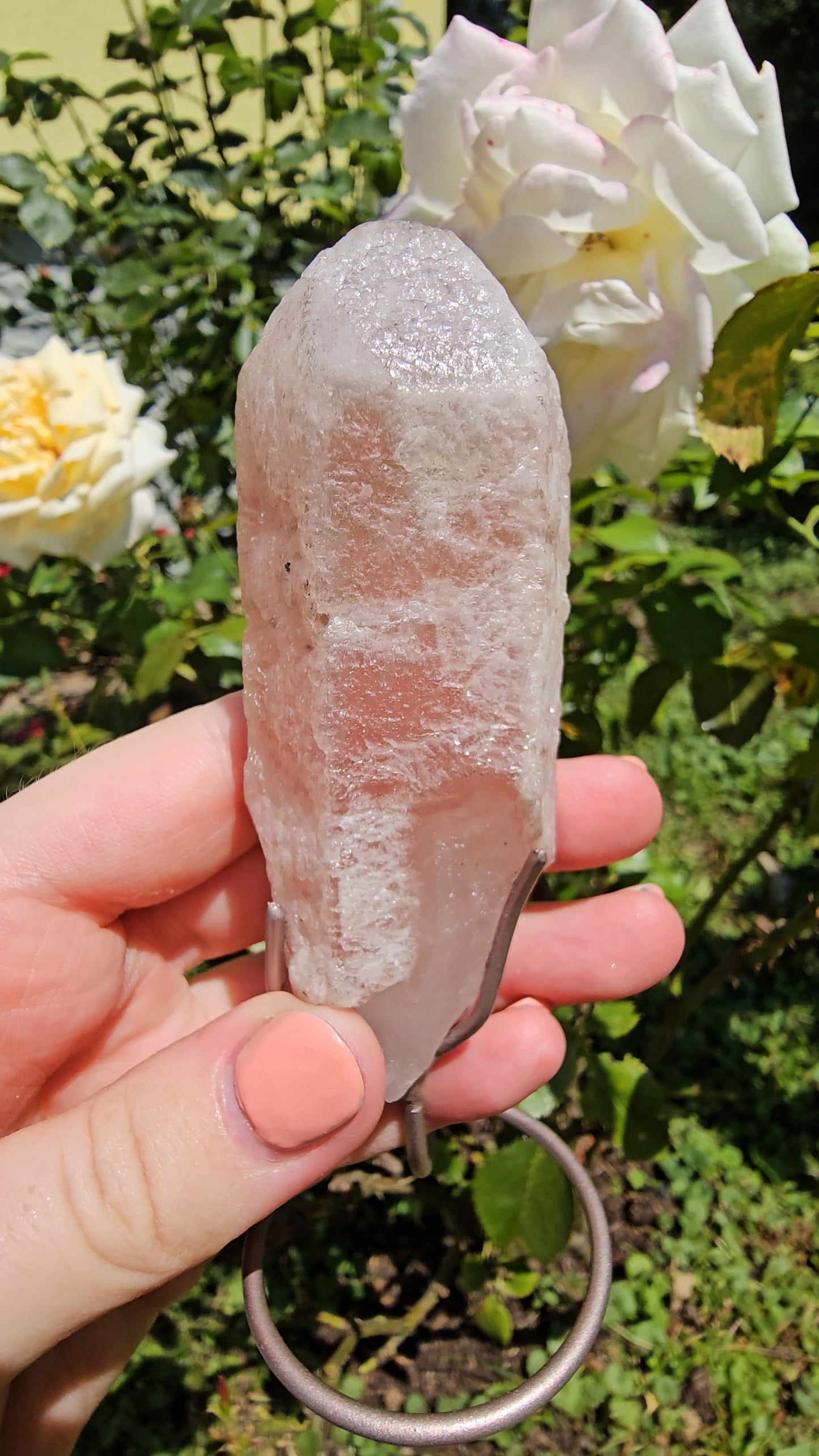 "Dreamsicle" Lemurian Quartz on stand (#49B)