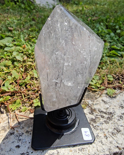 "Nightshade" Tourmaline in Quartz Freeform on Rotating Stand (#89A)