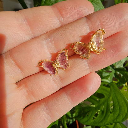 Fluorite Butterfly Stud Earrings (select your own)