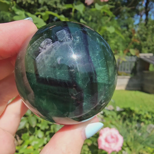 Dark Green Fluorite Sphere (#45A)