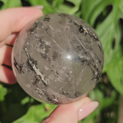 Tourmaline in Quartz Sphere #49C