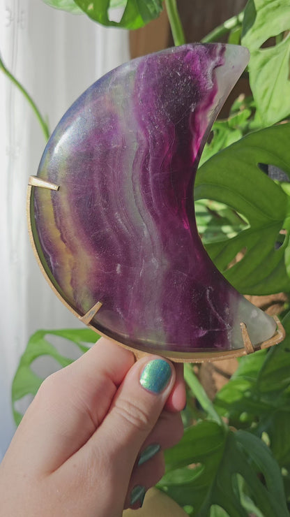 XL Fluorite Crescent Moon on Stand #89B