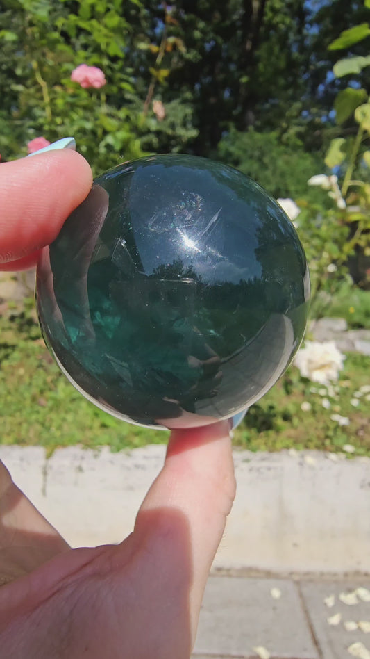 Dark Green Fluorite Sphere (#49B)