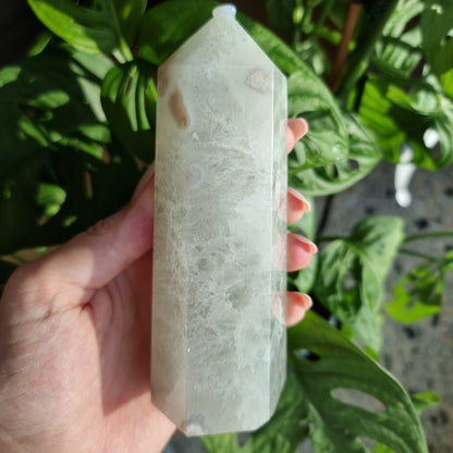 Flower Agate x Green Quartz tower #109A