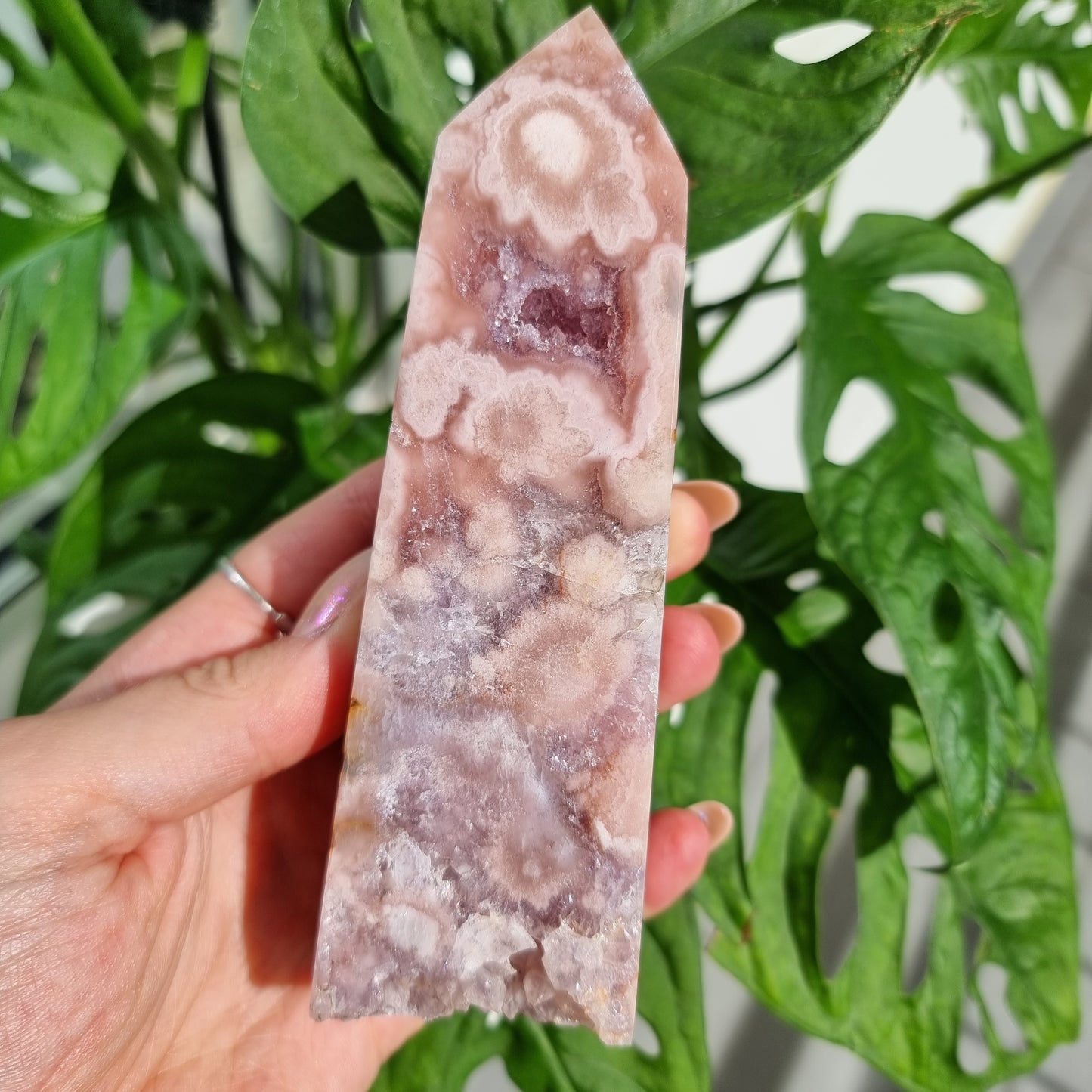 Pink Amethyst x Flower Agate tower #1