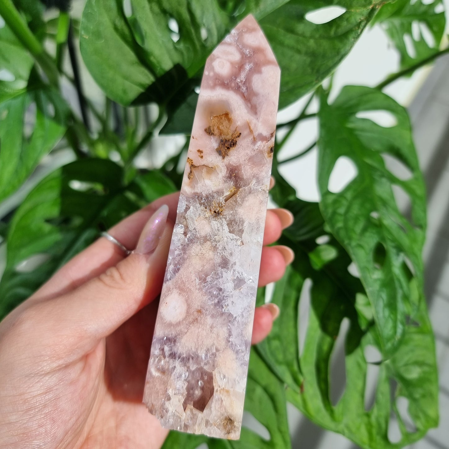 Pink Amethyst x Flower Agate tower #1