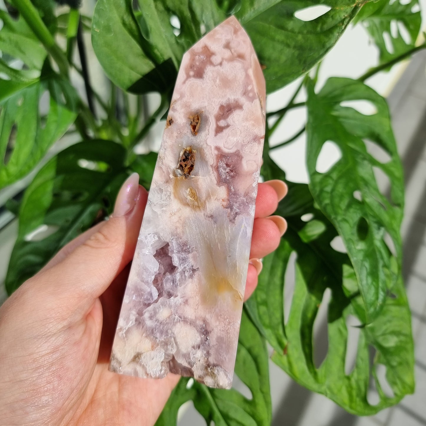 Pink Amethyst x Flower Agate tower #1