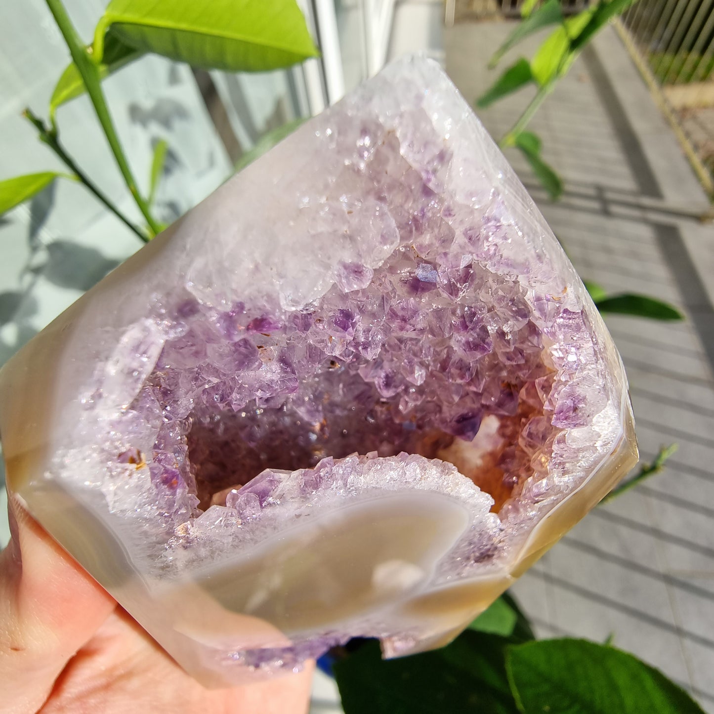 Druzy Agate with Amethyst tower  #1