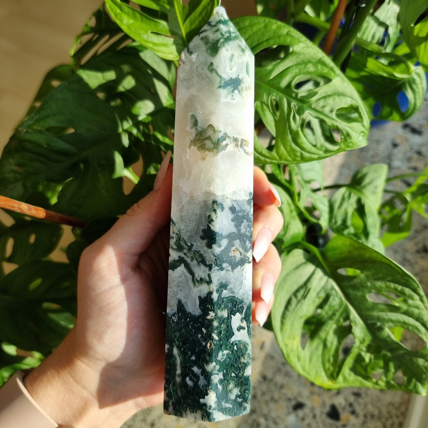 XL Moss Agate Tower #85A