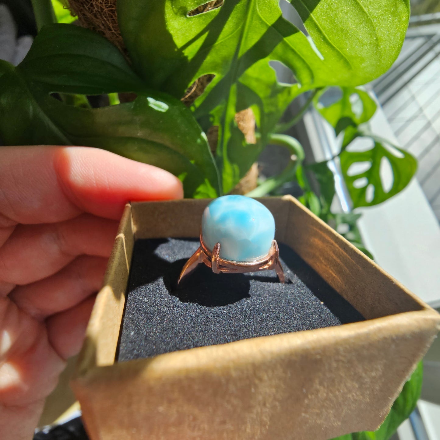 Larimar ring rose colored (size 58)