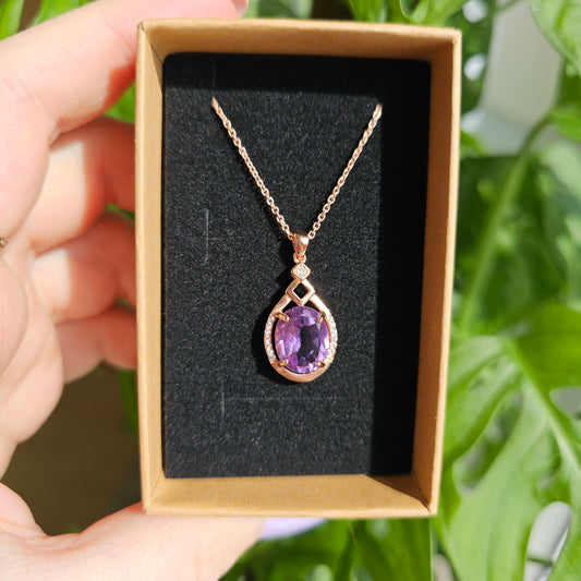 Amethyst pendant rose gold plated #45A (S925)