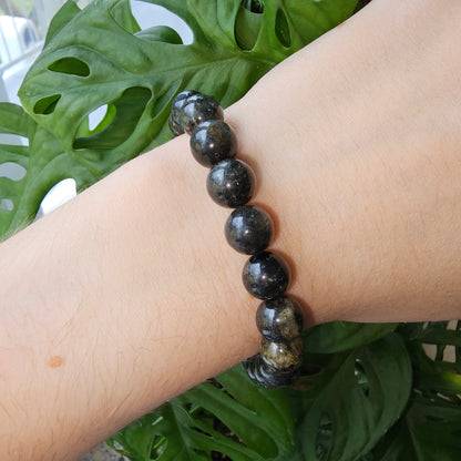 Black Tourmaline with Pyrite bracelet (8-9mm)