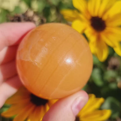 Orange Calcite sphere #43K