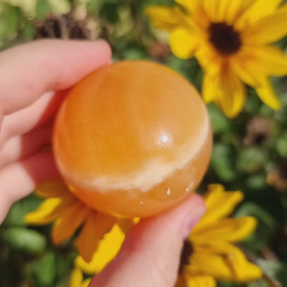 Orange Calcite sphere #43L