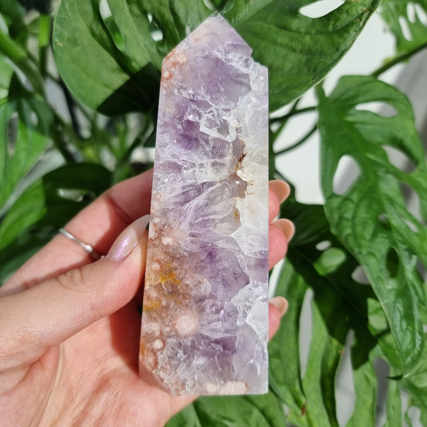 Pink Amethyst x Flower Agate tower #2