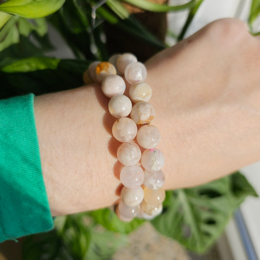 Flower Agate bracelet (9mm)