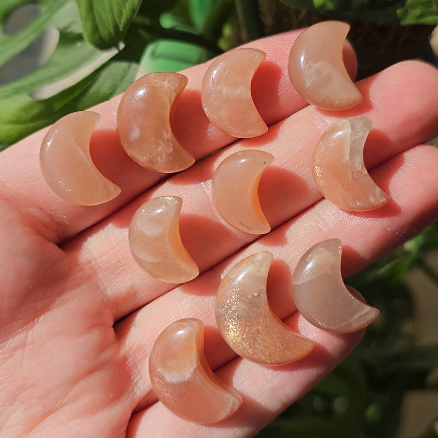 Peach Moonstone Crescent Moon