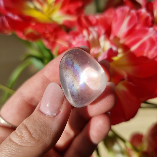 Aura Clear Quartz tumbled stone