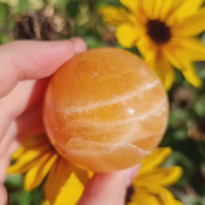 Orange Calcite sphere #43D