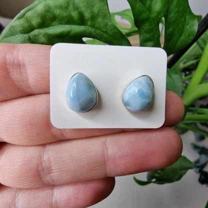 Larimar teardrop stud earrings (1 pair) (S925)