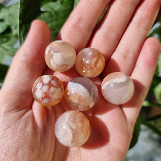 Flower Agate mini sphere (intuitive pick)