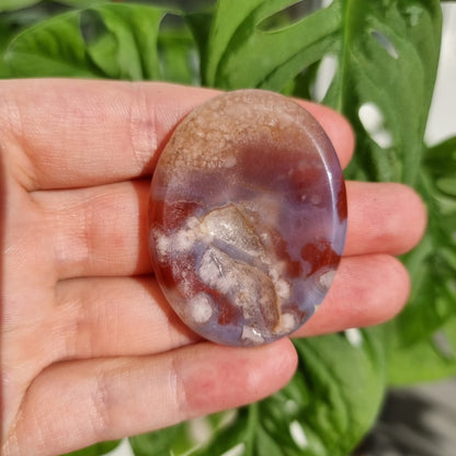 Flower Agate worry stone/thumb stone