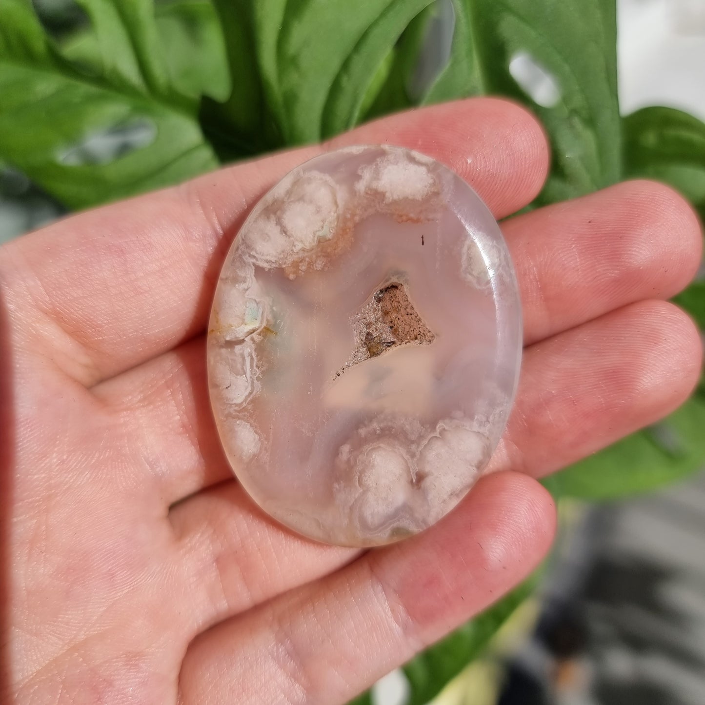 Flower Agate worry stone/thumb stone