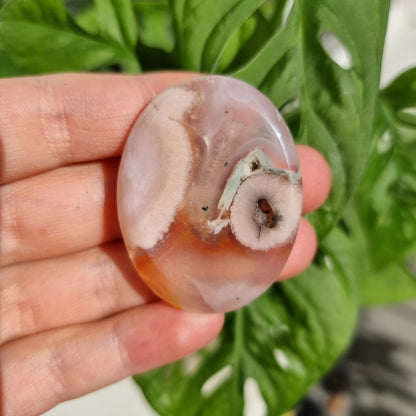 Flower Agate worry stone/thumb stone