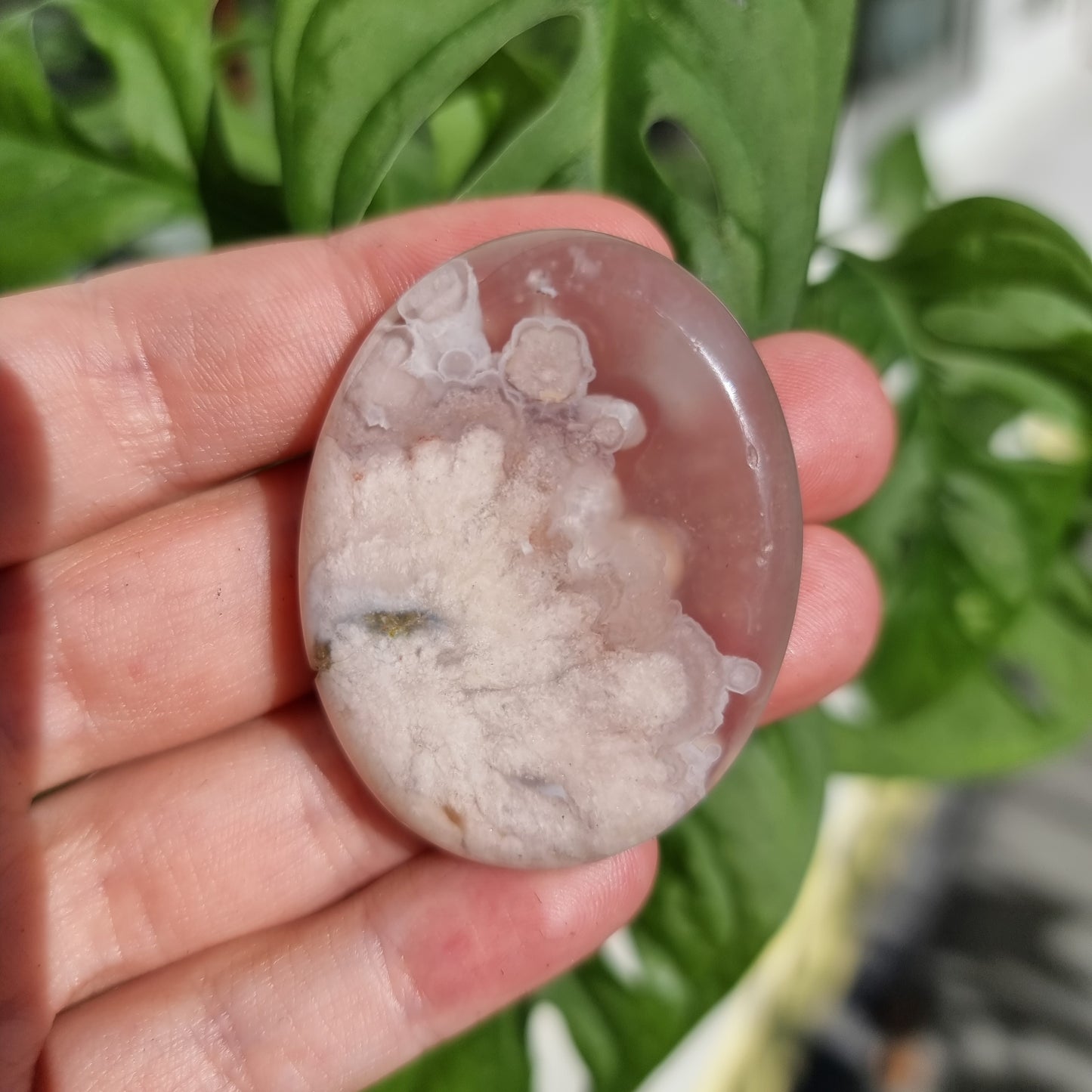 Flower Agate worry stone/thumb stone