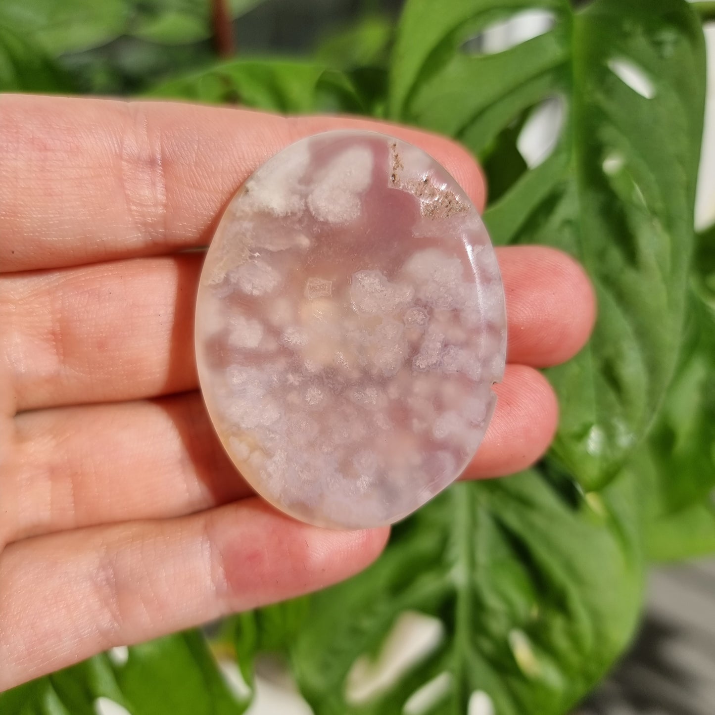 Flower Agate worry stone/thumb stone