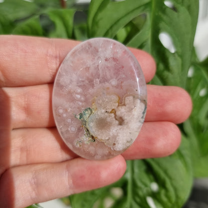 Flower Agate worry stone/thumb stone