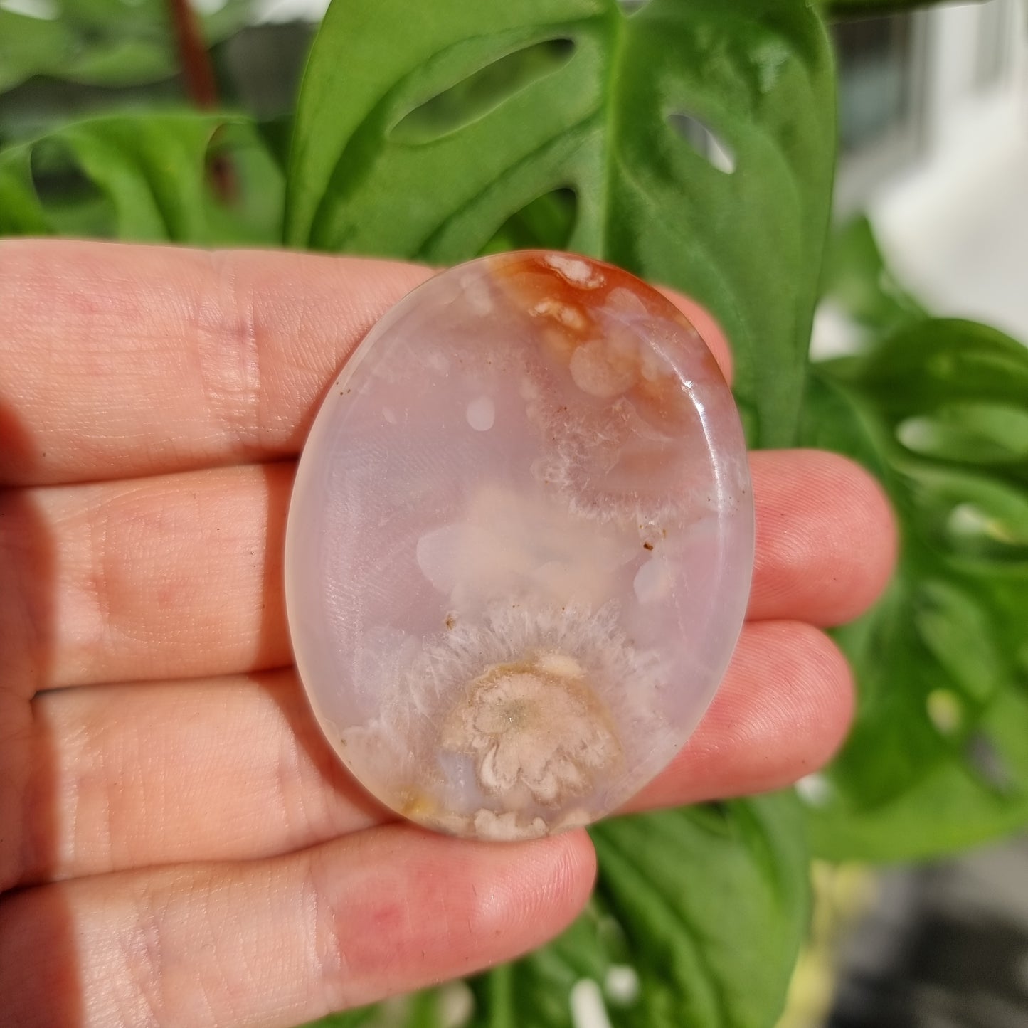 Flower Agate worry stone/thumb stone