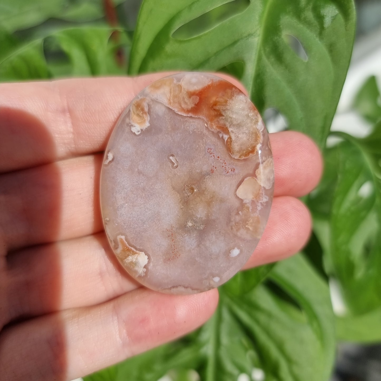 Flower Agate worry stone/thumb stone