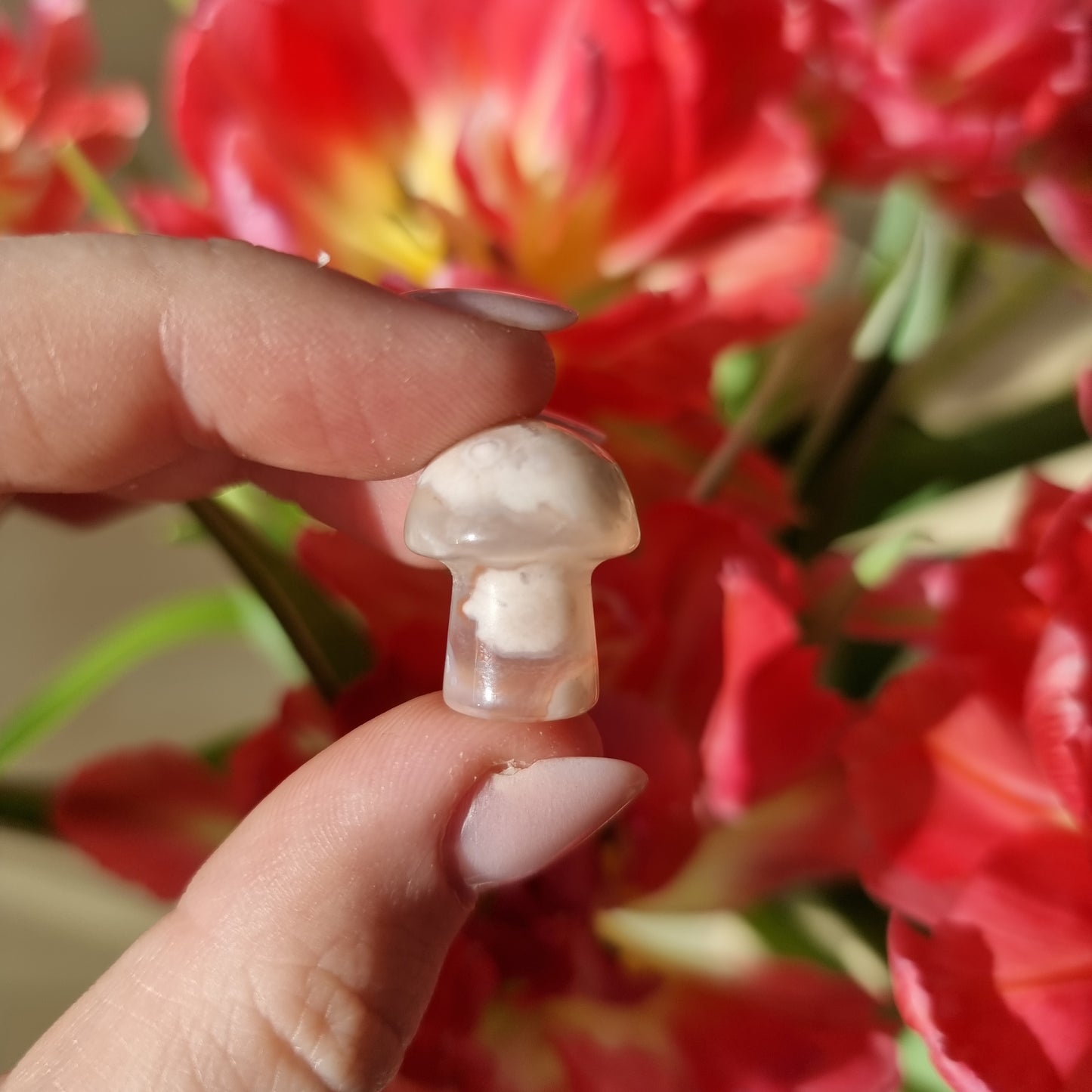 Flower Agate mini mushroom