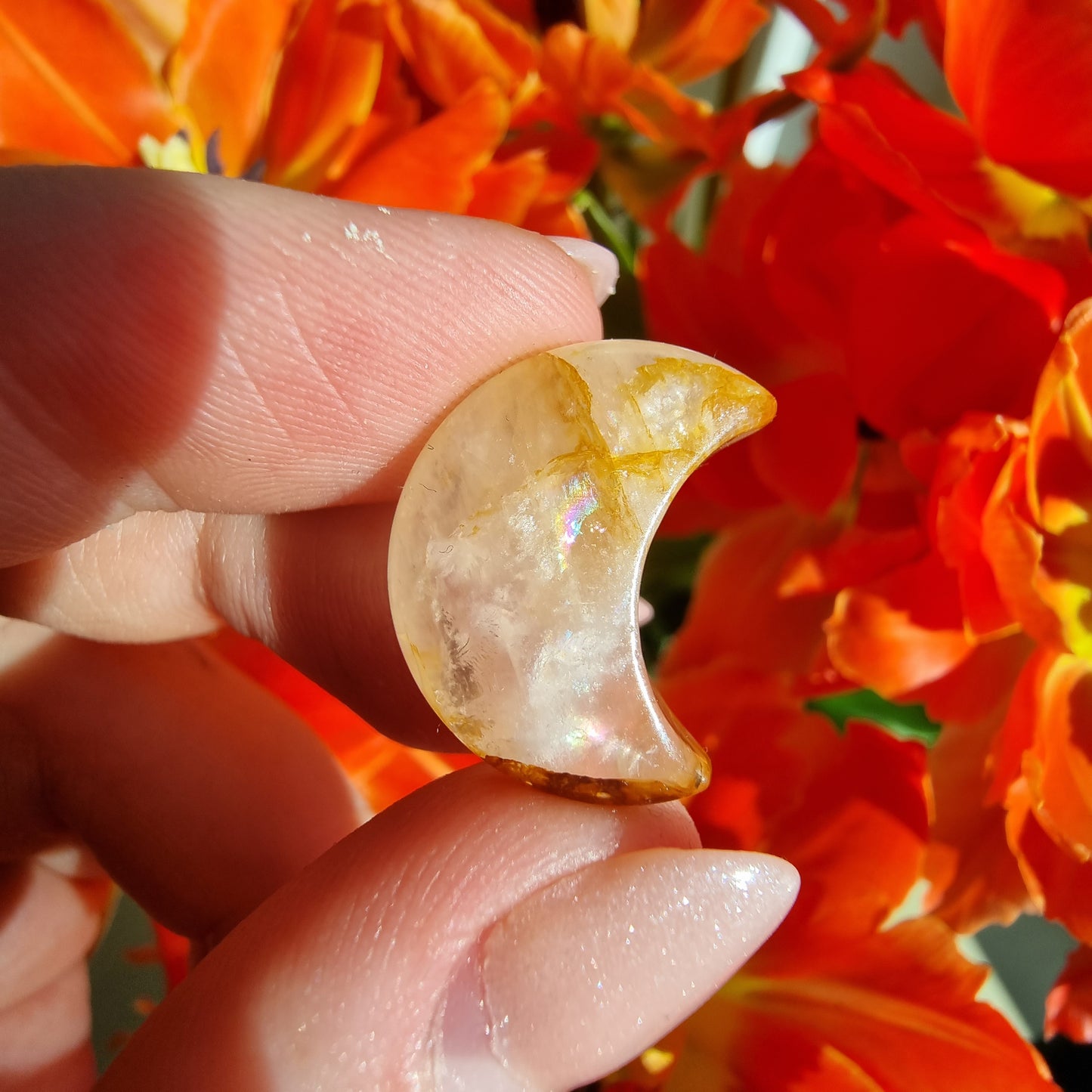 Golden Healer Quartz crescent moon