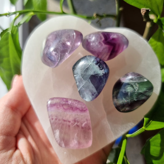 Satin Spar Selenite heart charging plate