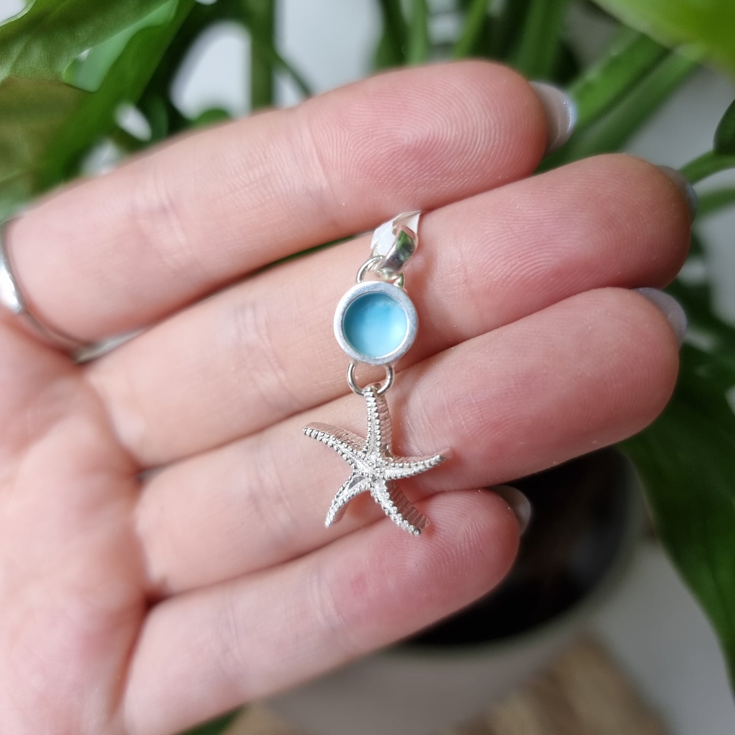 Larimar starfish pendant S925