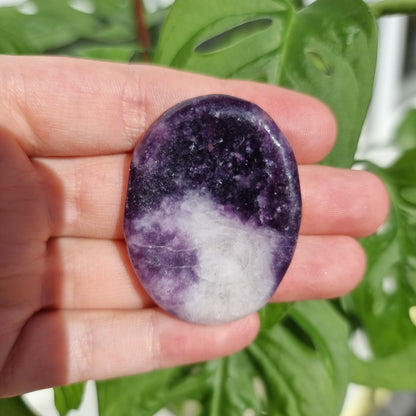 Lepidolite worry stone/thumb stone