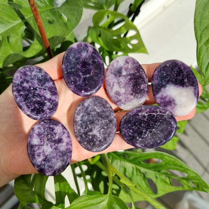 Lepidolite worry stone/thumb stone